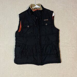 Pacific Trail Vest Men's Medium Black Full Zip Jacket Fur Hood Hoodie